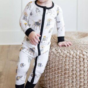 Black & Gold Puppy Football Zipper Onesie
